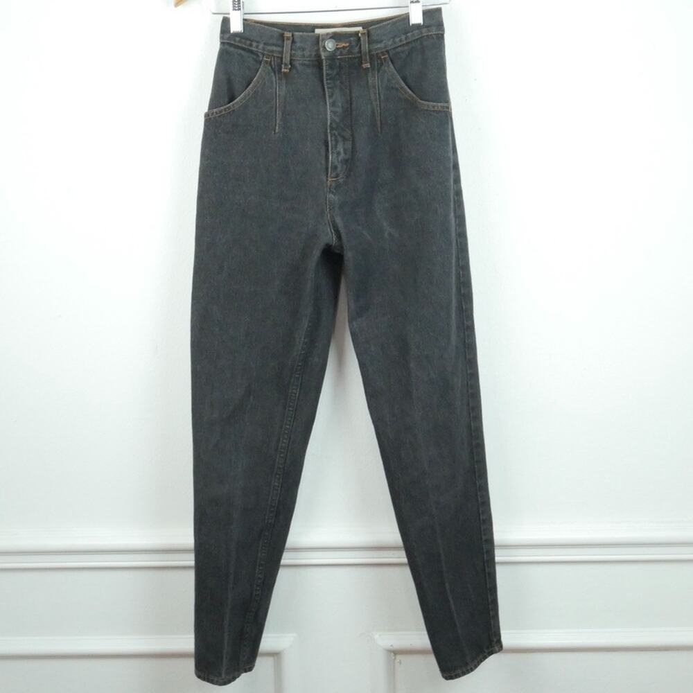 Vintage The Gap Jeans 70s Talon Zip 7/8 Tapered Leg Black‎ Denim Womens 26 x 28